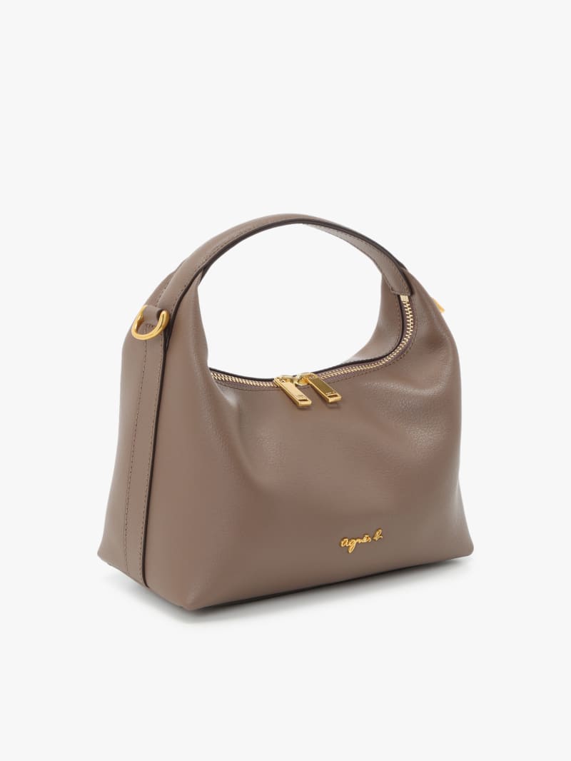 taupe leather shoulder bag image number 2