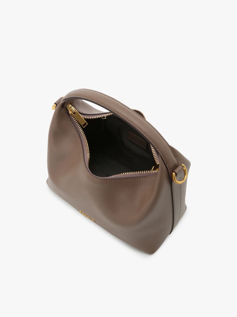 taupe leather shoulder bag image number 3