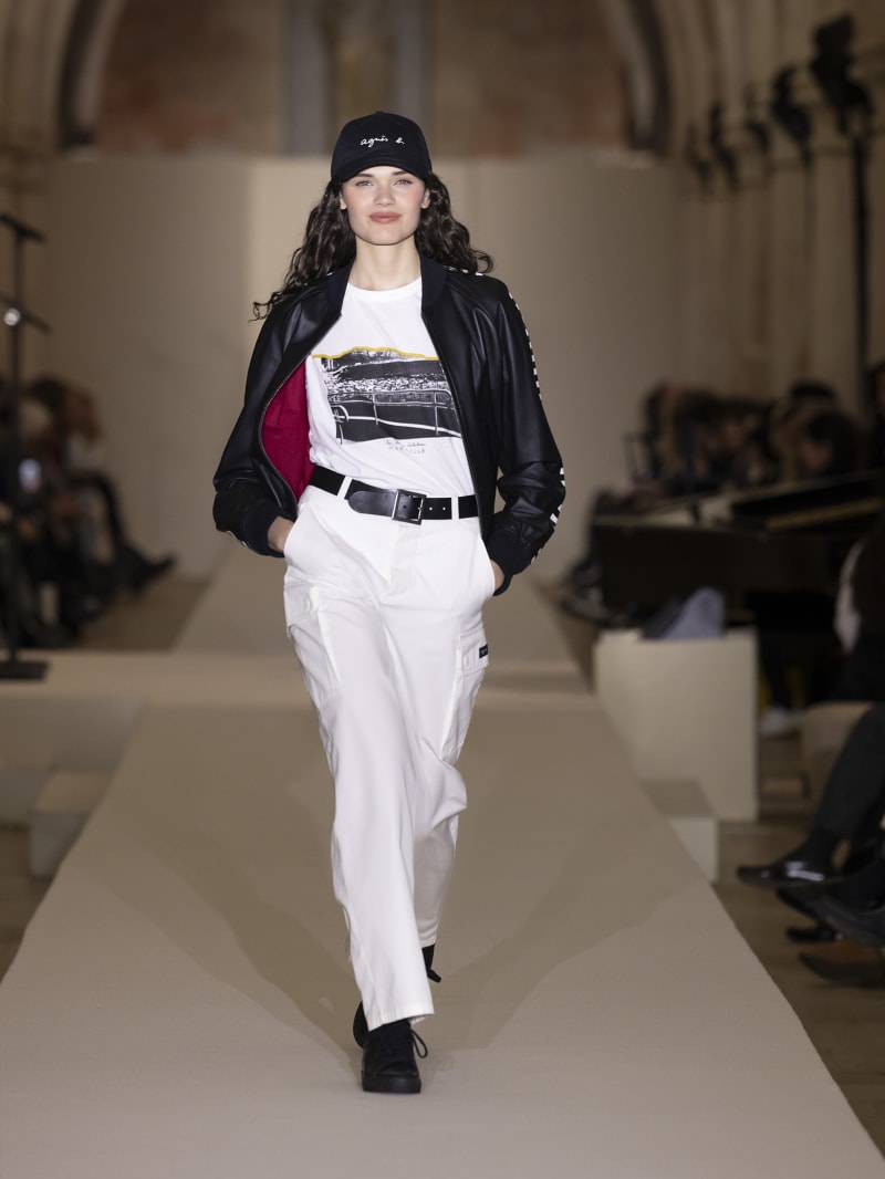black embroidered "agn&egrave;s b." cap image number 3