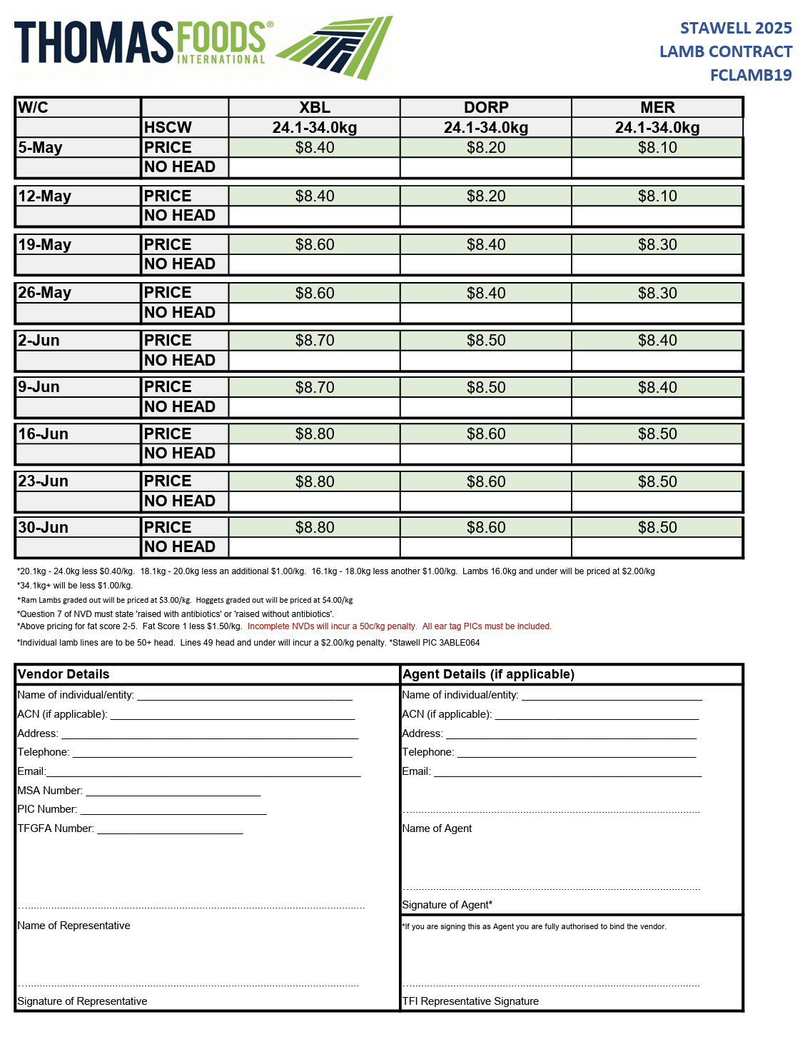 Lamb forward contract, Stawell VIC - Agora Livestock listing DVOIM4Q