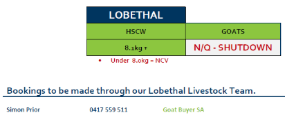 Lobethal Goats Grid 26(16 Jun 26) - N/Q Shutdown POA, Lobethal SA - Agora Livestock listing QVPIL71