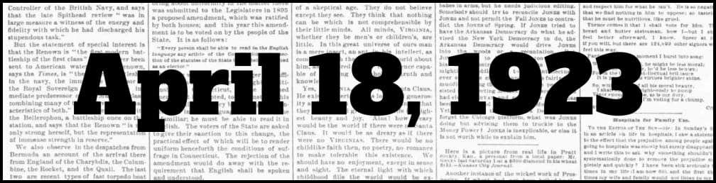 April 18, 1923 in New York history