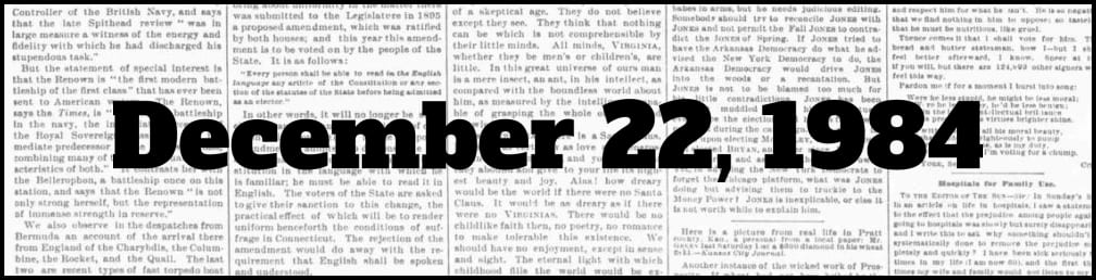 December 22, 1984 in New York history