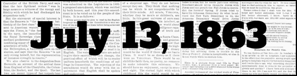 July 13, 1863 in New York history