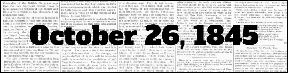 October 26, 1845 in New York history