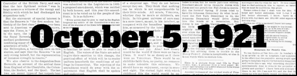 October 5, 1921 in New York history
