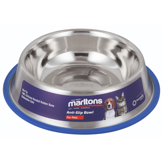 marltons anti slip stainless steel dog bowl 0 9l picture 1