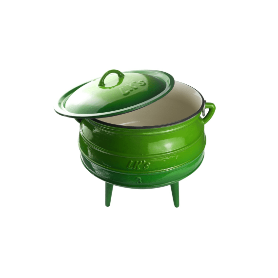 lk s 3 legged no 3 cast iron enamel pot green picture 2