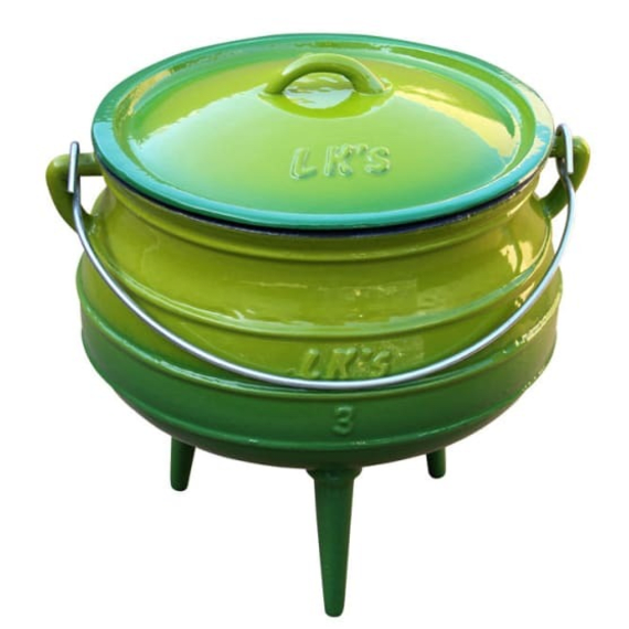 LK's 3Legged No 3 Cast Iron Enamel Pot Green Agrimark
