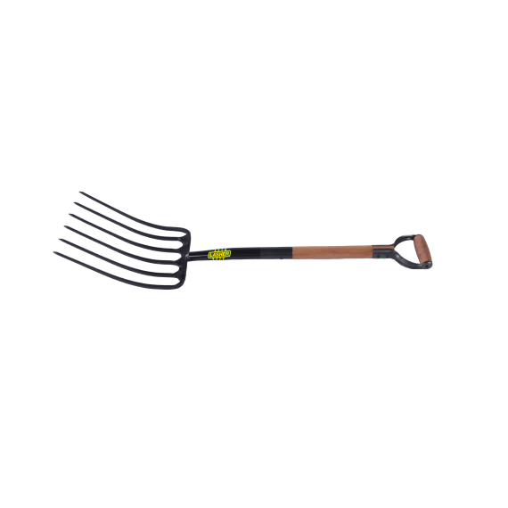 lasher 6prong wooden handle manure fork picture 1