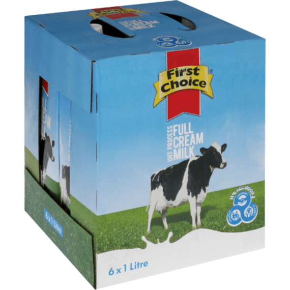 first choice uht full cream milk 1l x 6 picture 1