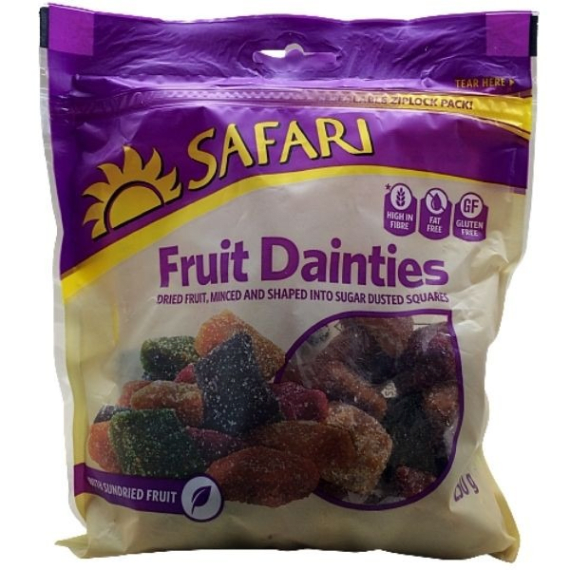 Safari Fruit Dainties Squares 250g - App