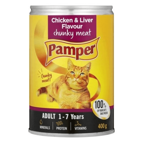 pamper cat food chicken liver 400g picture 1