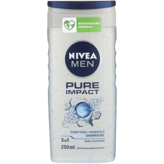 nivea shower gel pure impact 250ml picture 1