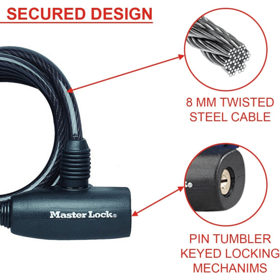 masterlock 1 8m cable bicycle lock picture 3