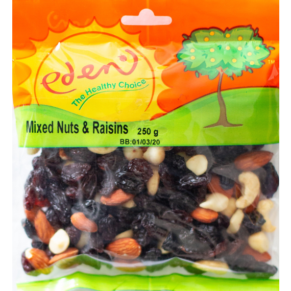 eden mixed nuts raisins 250g picture 1