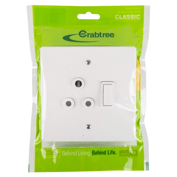 Crabtree Switch Socket Single Complete 100x100mm | Agrimark
