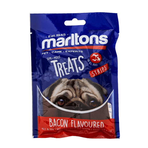 marltons dog treat bacon flavoured strips 120g picture 1