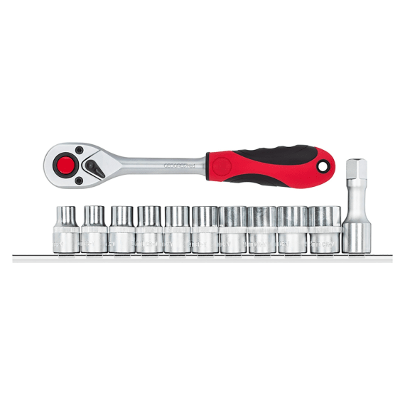 gedore red 12 pc 1 2 drive socket on rail set picture 1