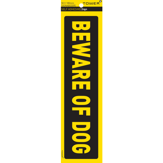 tower info beware of dog sign 50x195mm picture 1