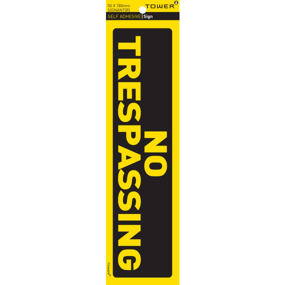 tower info no trespassing sign 50x195mm picture 1