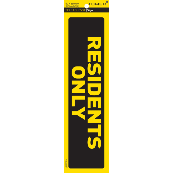Residents Only Tower Info Residents Only Sign 50x195mm | Agrimark
