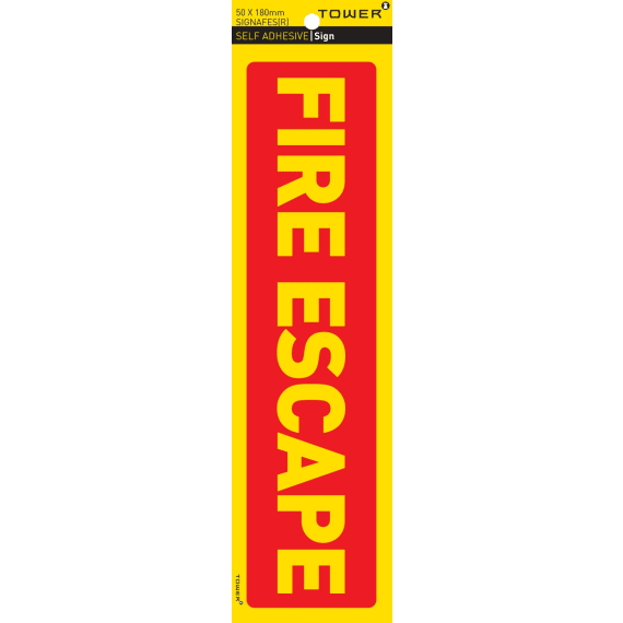 Tower Warning Fire Escape Sign 50x195mm Agrimark
