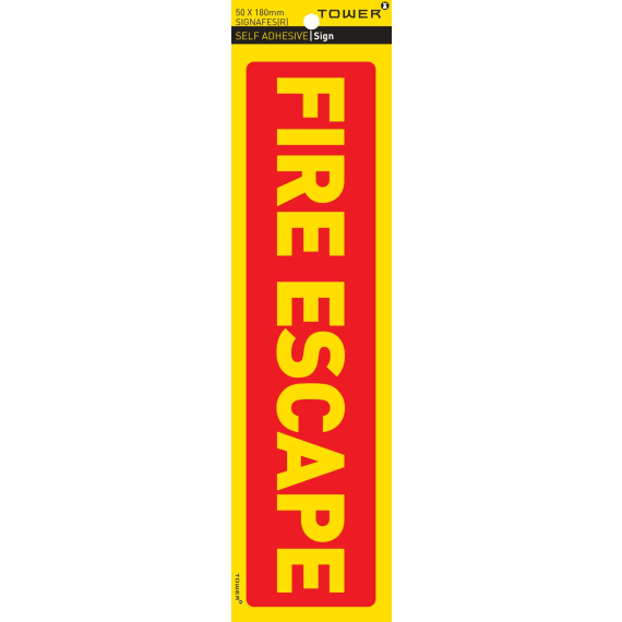 tower warning fire escape sign 50x195mm picture 1