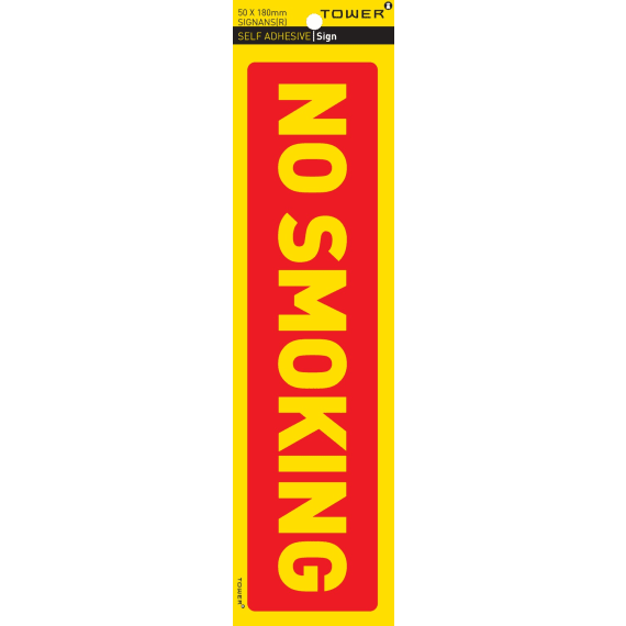 tower warning no smoking sign 50x195mm picture 1