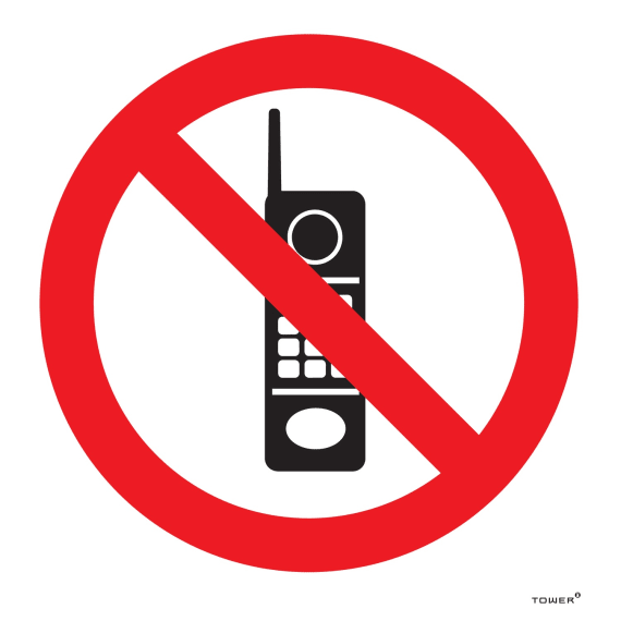 tower abs no cellphones sign 150x150mm picture 1