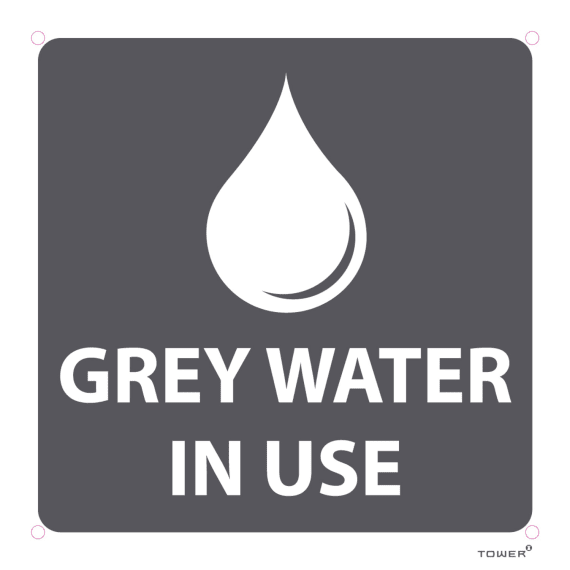 tower abs grey water in use sign 150x150mm picture 1