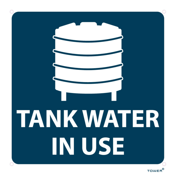 tower abs tank water in use sign 190x190mm picture 1