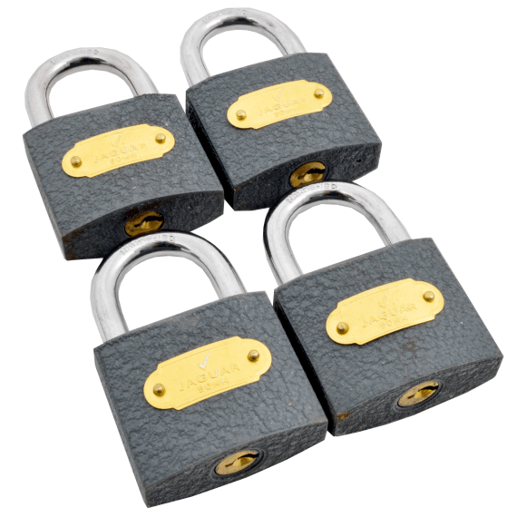 jaguar padlock iron keyed alike 4pk picture 1