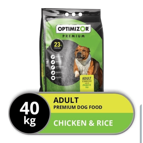 optimizor premium dog food chicken rice 40kg picture 1