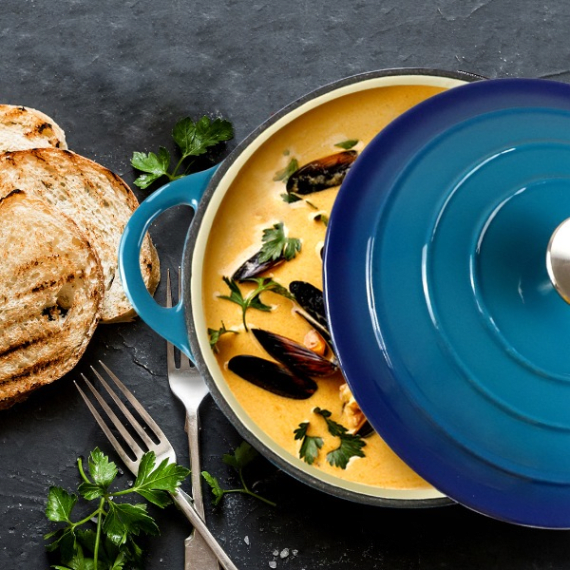 chef round casserole dish blue picture 3