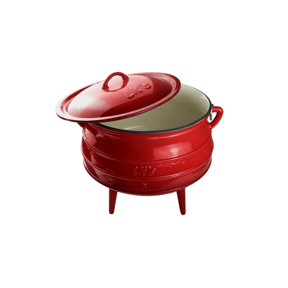 lk s 3 legged no 3 cast iron enamel pot red picture 2