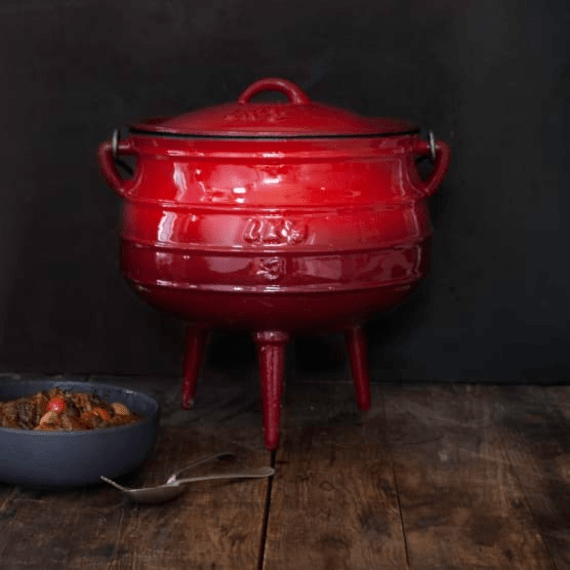 LK's 3legged No 3 Cast Iron Enamel Pot Red Agrimark