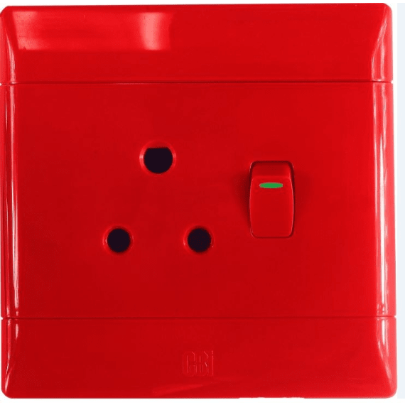 cbi socket 4x4 single switched dedicated red picture 1