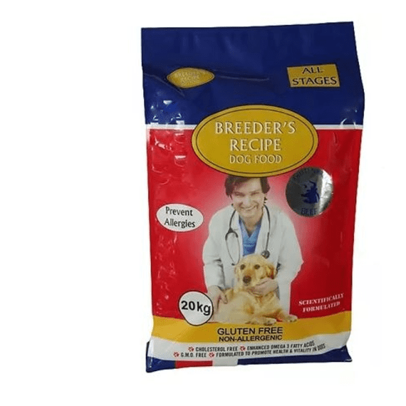 breeders recipe gluten free dog food beef 20kg picture 1