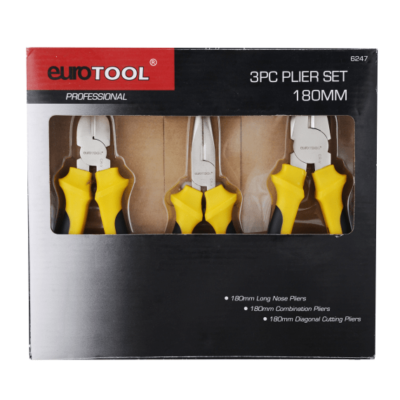 eurotool 3pc plier set 180mm picture 1