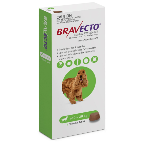 bravecto chew medium 10 20kg picture 1