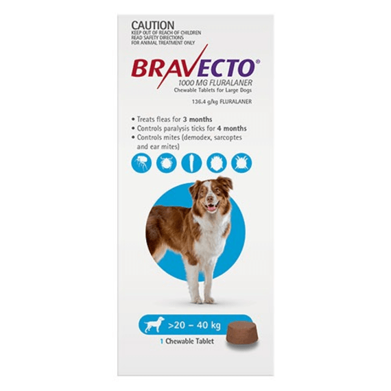 bravecto chew large 20 40kg picture 1