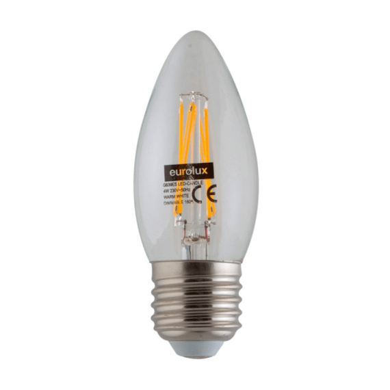 eurolux led dimmable filament candle 4w e27 ww picture 1