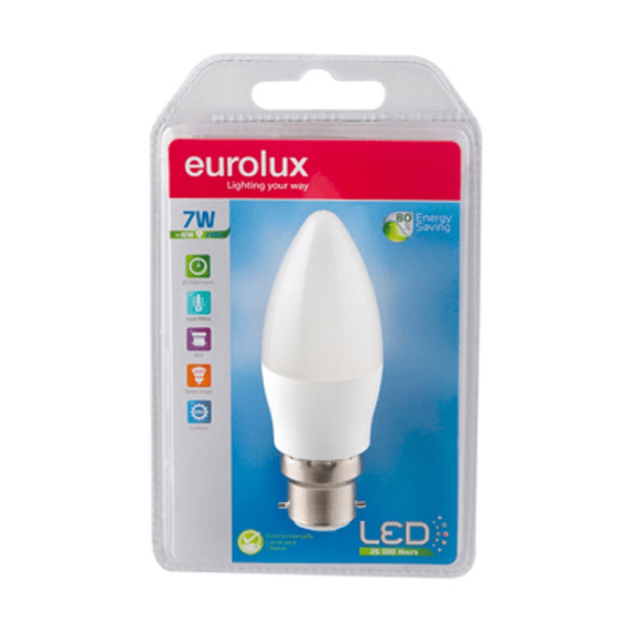 eurolux led opal candle plastic 7w b22 cool white picture 1