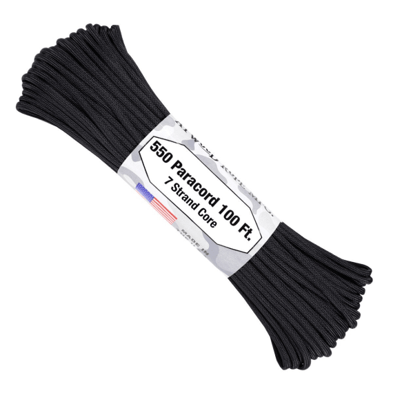 XKDOUS 550 Paracord 50ft Black Parachute Cord, 100% Nylon 7 Strand Inner  Core Type III Tactical Paracord Rope, Outside Survival Gear for Bracelets