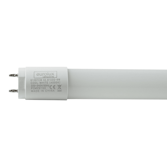 eurolux led tube t8 opal 2ft cw 700lu 9w picture 1