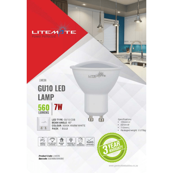 litemate led chip on board gu10 7w picture 1