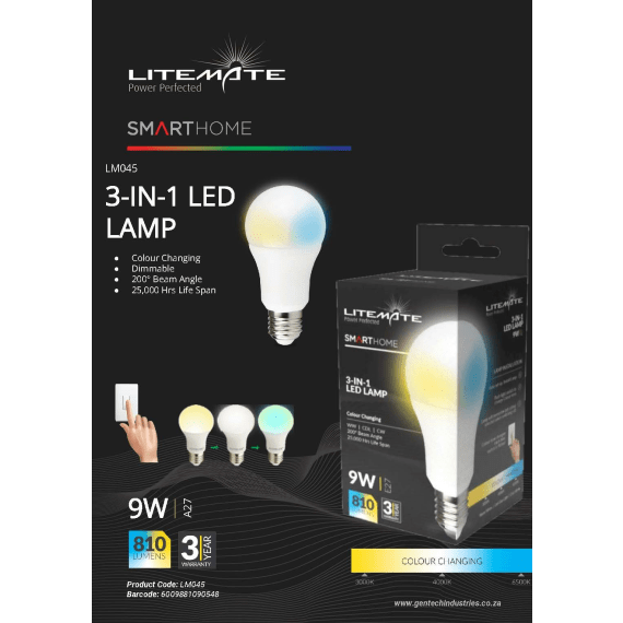 litemate led a60 colour changing 9w picture 1