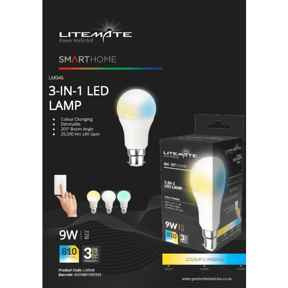 litemate led a60 colour changing 9w picture 2