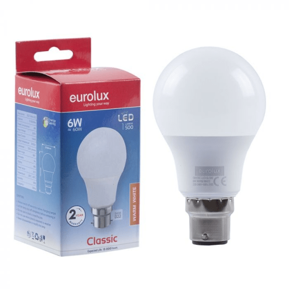 Eurolux Globe Led A60 B22 6w Agrimark